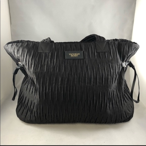 Victoria’s Secret Black Ruched Tote Bag NWT - Picture 2 of 8